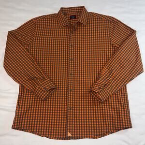UNTUCKit Shirt Mens Size XL Blue Orange Gingham Button Long Sleeve Preppy Casual